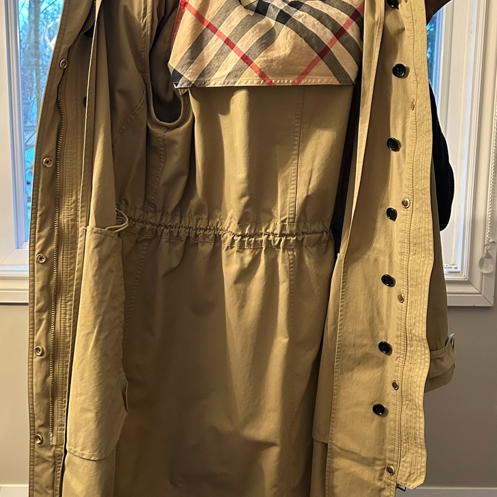 Tan Trench Coat with Plaid Lining